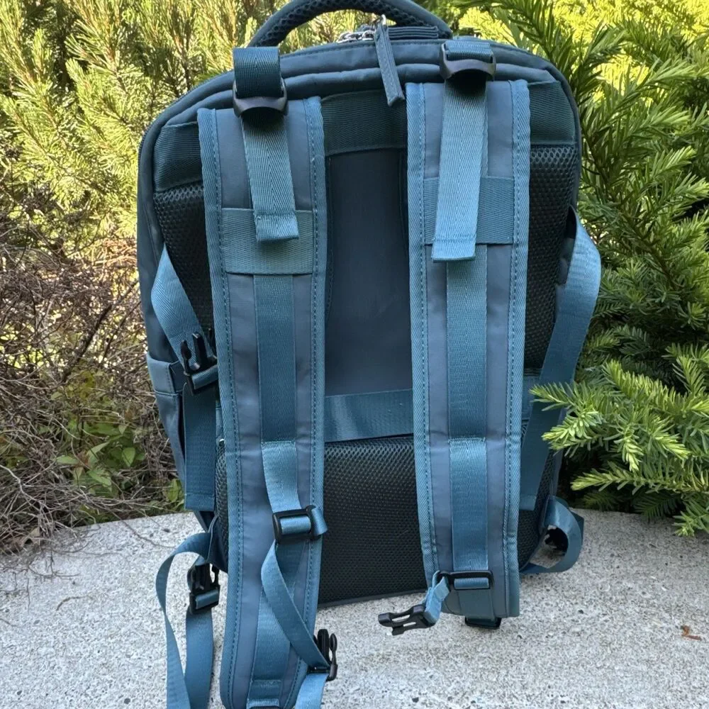 Padded Water Resistant USB Charging Port Blue Polyester Laptop Backpack 15